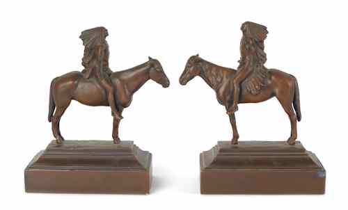 Appraisal: Pair of bronze bookends after Cyrus Edwin Dallin Appeal to