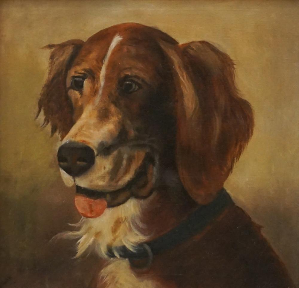 Appraisal: Bloor Head of Spaniel Oil on Canvas Frame x in