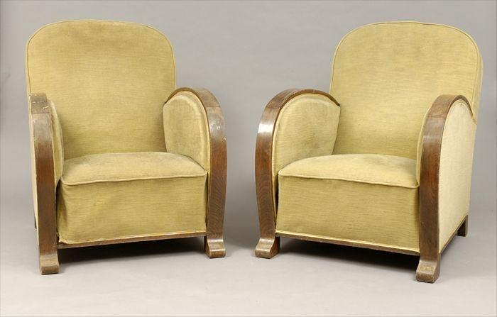 Appraisal: Pair of Art Deco Armchairs x x in