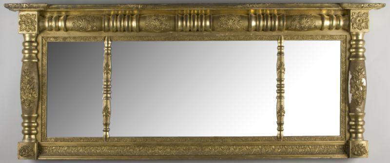 Appraisal: American Classical Tripart Overmantel Mirror circa s horizontal rectangular form