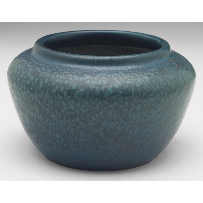 Appraisal: Hampshire bowl shouldered shape covered in a mottled blue matte