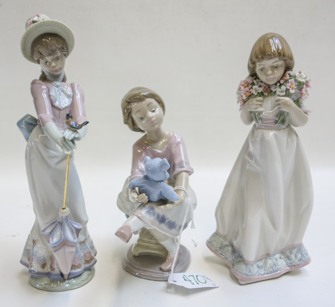 Appraisal: THREE LLADRO PORCELAIN FIGURINES Best Friend by sculptor Francisco Polope