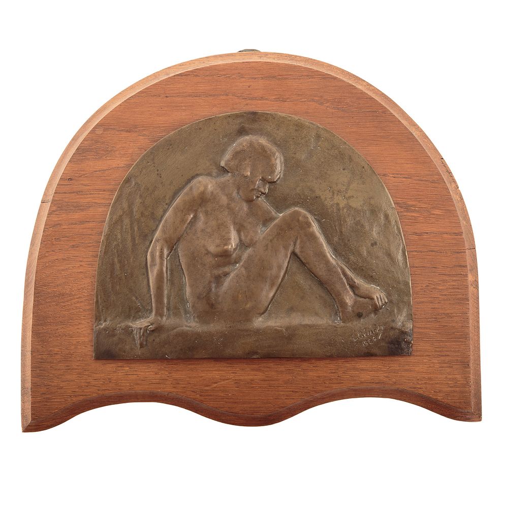 Appraisal: Louis Gerardy Art Deco Female Nude Bronze Plaque French -