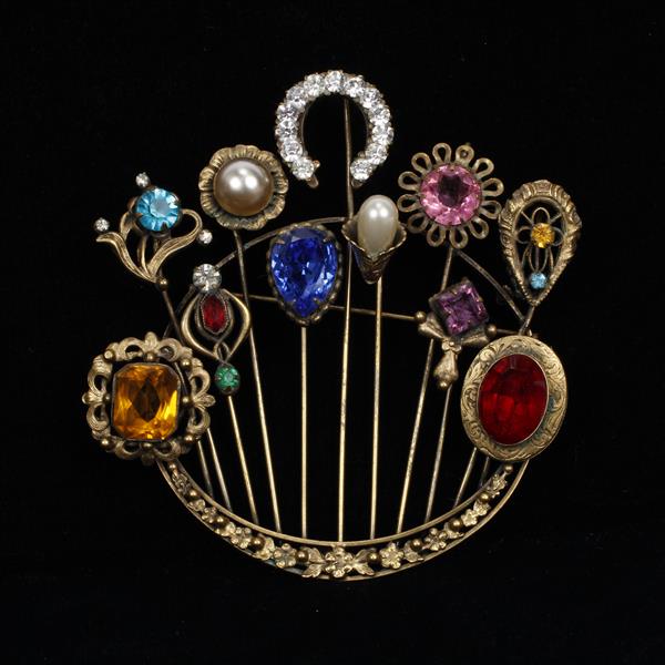 Appraisal: Joseff Hollywood GIANT Jeweled Hat Pin Bouquet Brooch with multi