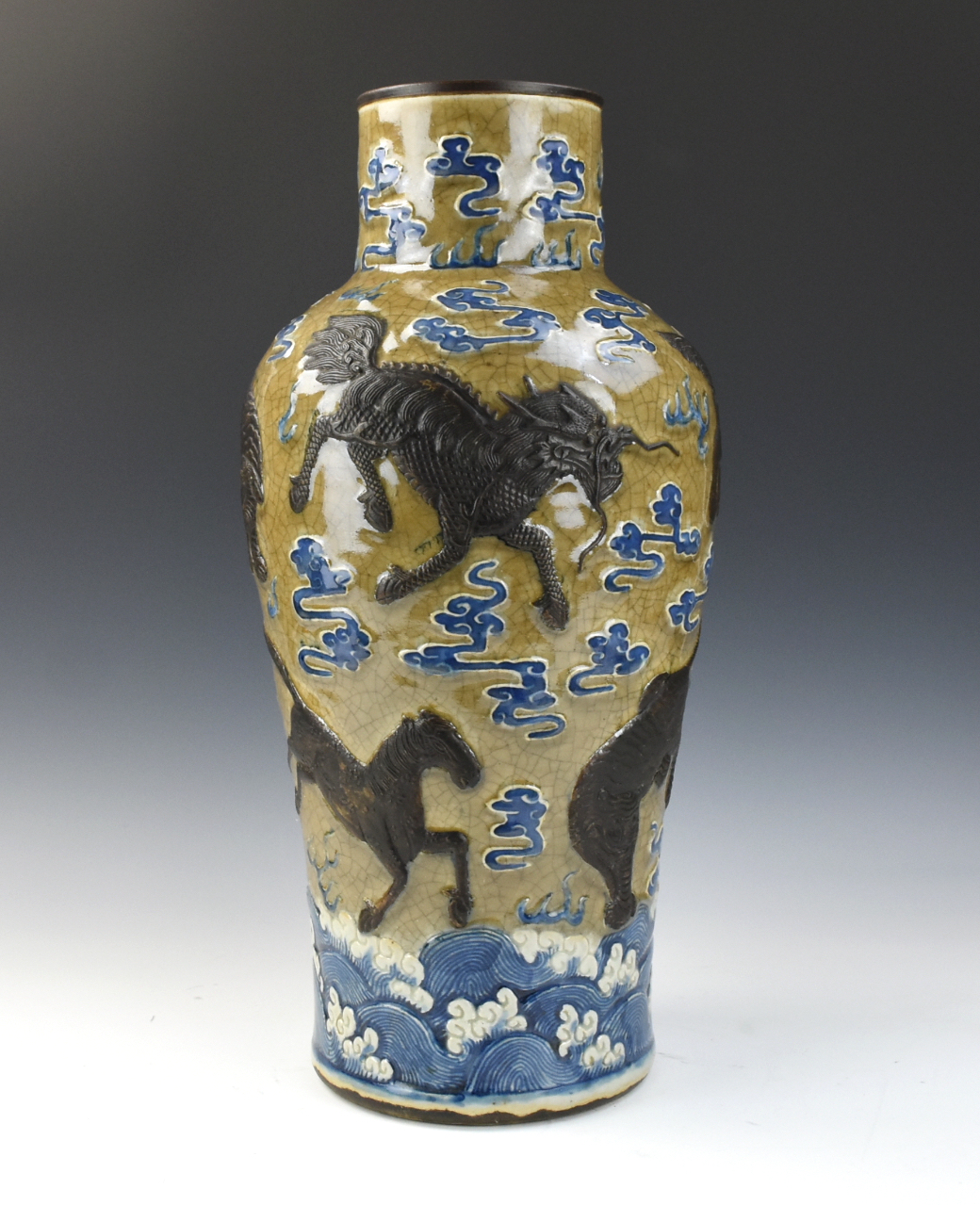 Appraisal: LARGE CHINESE GE GLAZED B W VASE Chinese th C