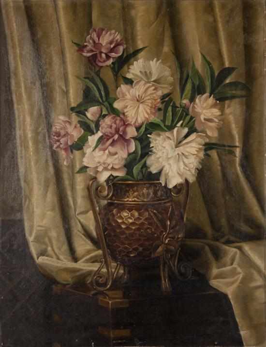 Appraisal: American School late th century Still Life with Flowers in