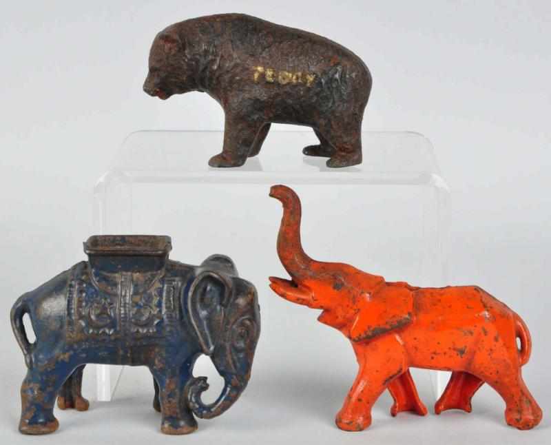 Appraisal: Lot of Cast Iron Animal Still Banks Includes one bear