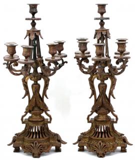 Appraisal: FRENCH BRONZE SIX-LIGHT CANDELABRA LATE TH C PAIR H W