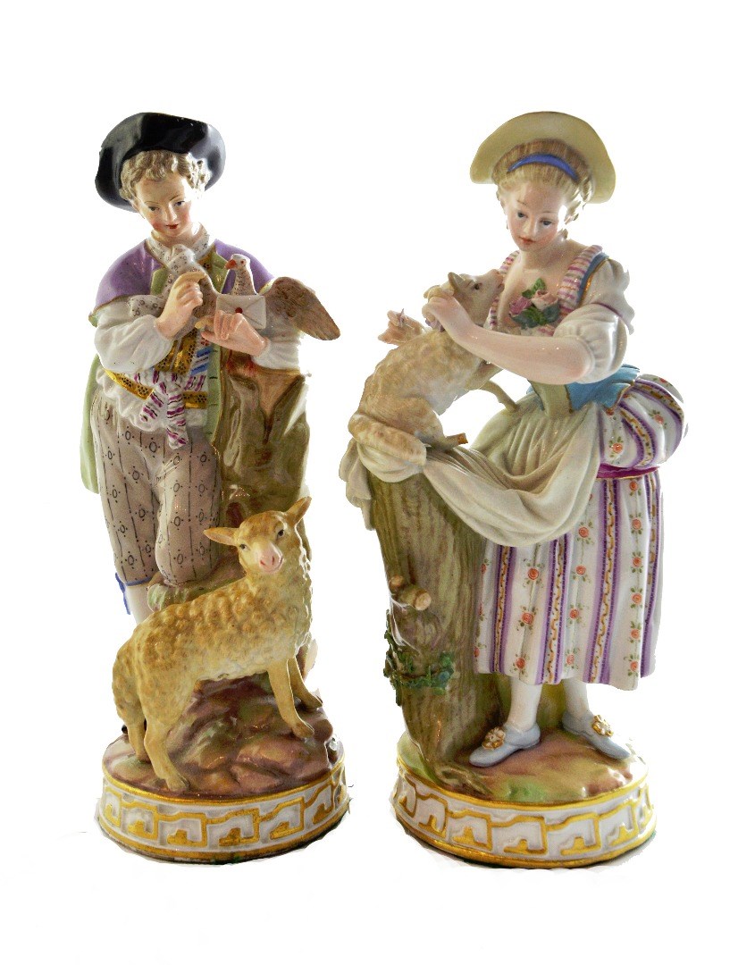 Appraisal: A pair of Meissen porcelain figures late th century depicting