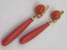 Appraisal: A pair of yellow metal tests carat gold coral earrings