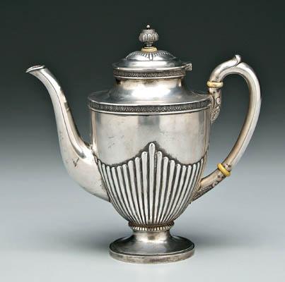 Appraisal: Russian silver coffeepot oval with stop fluted body egg-and-dart border