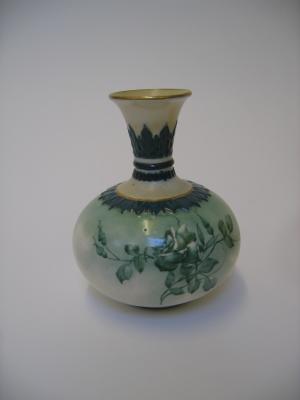 Appraisal: A HADLEYS WORCESTER FAIENCE VASE c of square globular form