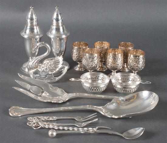 Appraisal: Assorted sterling silver table articles and serving pieces including chased