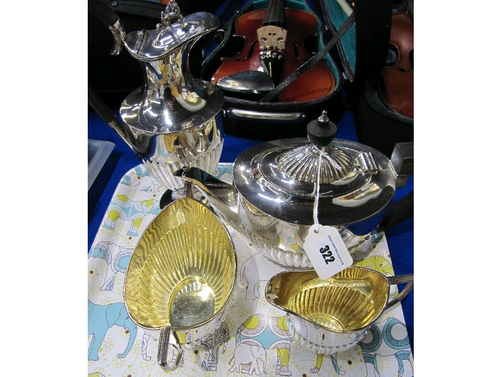 Appraisal: Lot comprising three piece teaservice and a wine jug