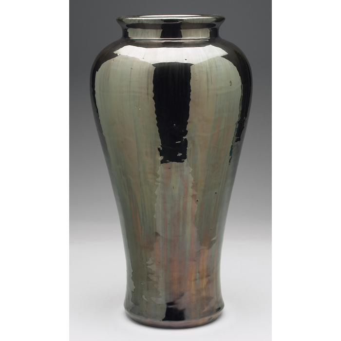 Appraisal: Large Fulper vase monumental form covered in a mirrored black