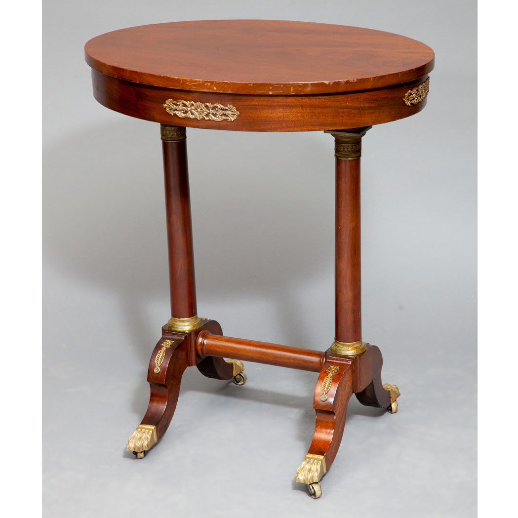 Appraisal: Empire Style Gilt-Metal and Brass Mounted Mahogany Occasional Table th