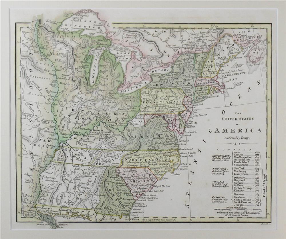 Appraisal: ROBERT WILKINSON HAND-COLORED ENGRAVED MAP OF THE UNITED STATES OF