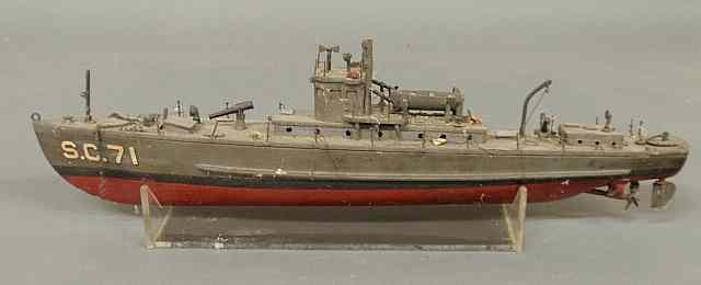 Appraisal: Wood Navy ship model with electric motor c l