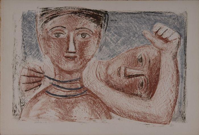 Appraisal: MASSIMO CAMPIGLI - UNTITLED TWO HEADS Lithograph in color x