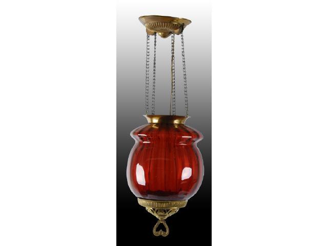 Appraisal: Victorian Parlor Hanging Cranberry Lamp Description Has original hardware Cranberry