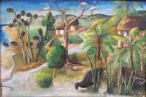 Appraisal: Wilson Bigaud Haitian Contemporary Landscape with birds Oil on masonite