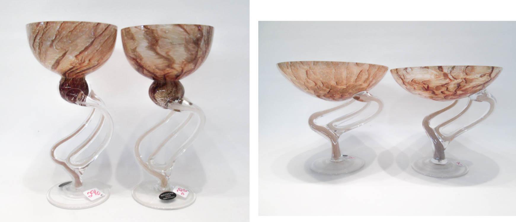 Appraisal: FOUR PIECES MACOCHA ART GLASS in a marbleized design with