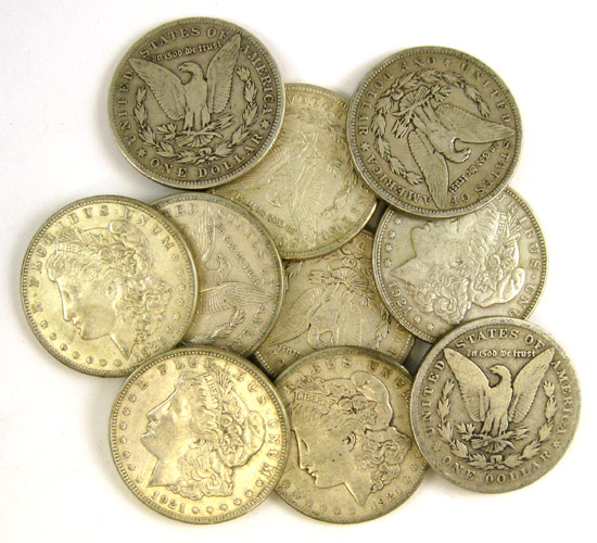 Appraisal: TEN U S SILVER MORGAN DOLLARS -P -P -O -D