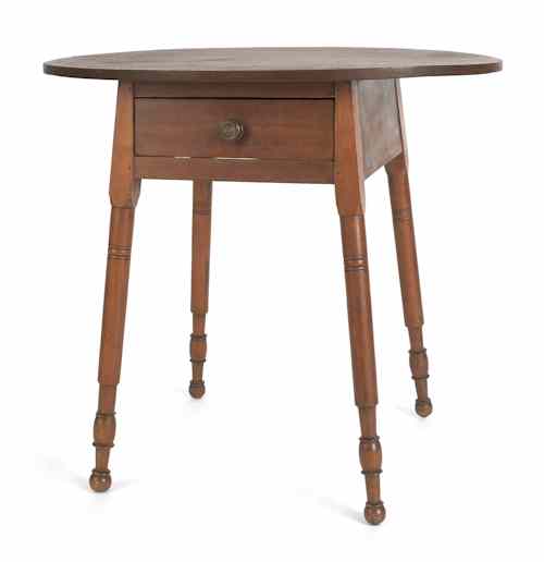 Appraisal: Pennsylvania oval top walnut tavern table ca with a single