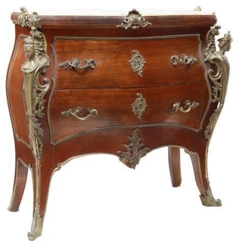 Appraisal: French Louis XV style mahogany bombe commode th c having