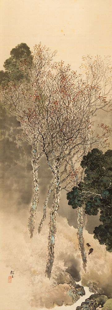 Appraisal: A Japanese Ink and Color Painting on Silk Image height