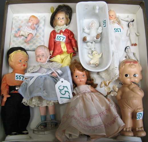 Appraisal: GROUP OF THIRTEEN MINIATURE DOLLS assorted collection including china head