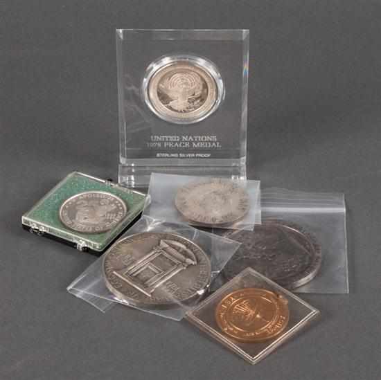 Appraisal: Medals Six commemorative medallions th century including United Nations Peace