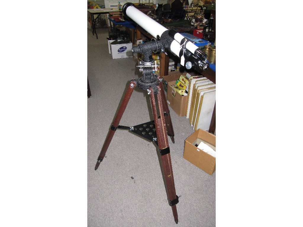 Appraisal: power mm equatorial refractor telescope on tripod stand with accessories