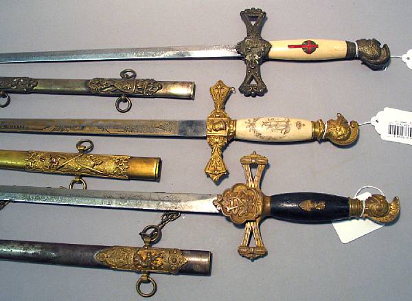 Appraisal: A lot of three American fraternal swords Comprising Masonic Royal