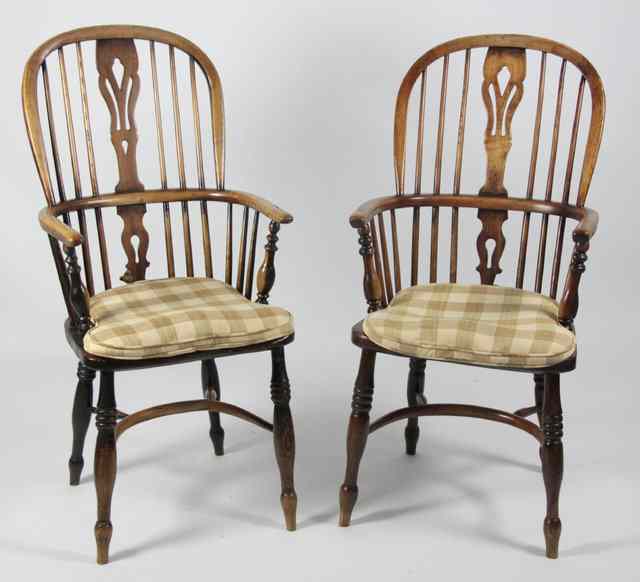 Appraisal: A pair of th Century ash and elm high back