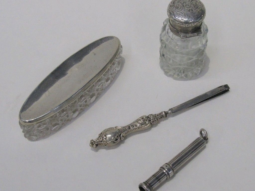 Appraisal: Lot comprising scent bottle pin dish pencil holder and pair