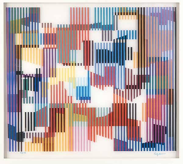 Appraisal: Yaacov Agam Israeli b Trois Movement agamograph color screenprint with