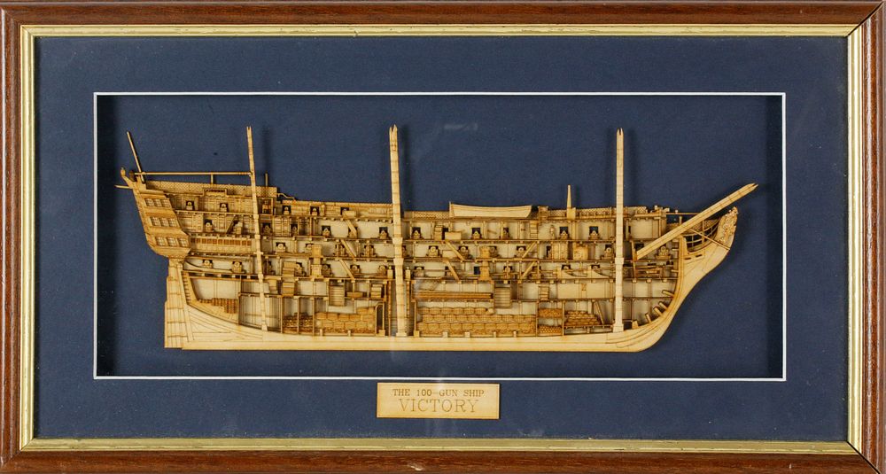 Appraisal: Shadowbox Framed Diorama of the Gun Ship Victory Shadowbox Framed