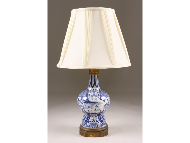 Appraisal: Chinese Blue and White Porcelain Lamp early th c baluster