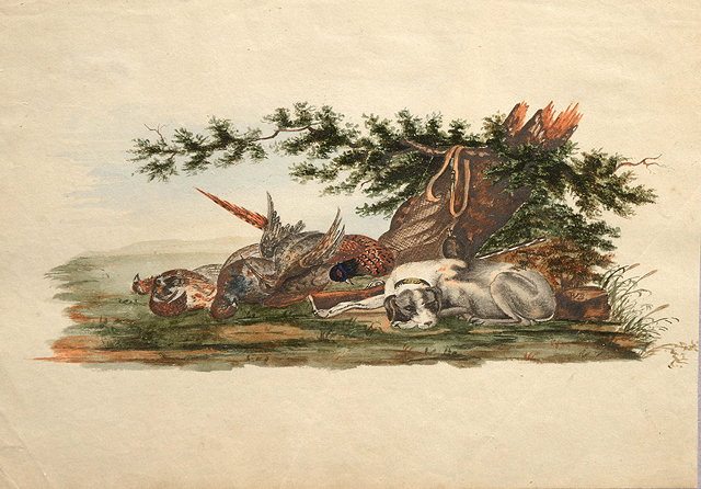 Appraisal: TH CENTURY SCHOOL - Watercolour of a hunting dog by