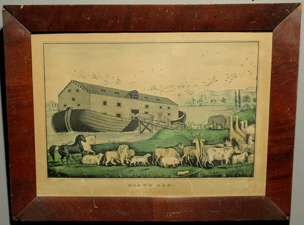 Appraisal: Rare N Currier lithograph Noah s Ark x