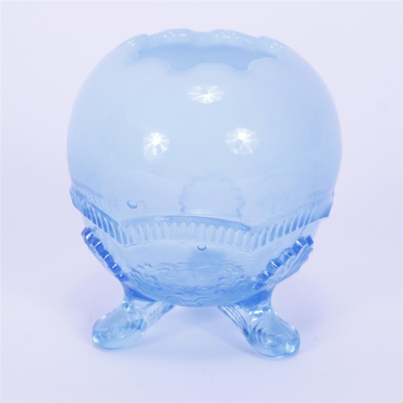 Appraisal: Model Flint Glass Blue Opalescent Rosebowl in Wreath and Shell