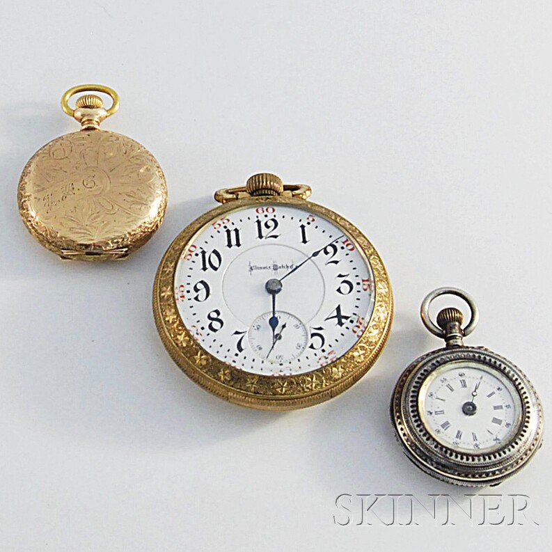 Appraisal: Three Pocket Watches an lady's Elgin with a -jewel movement