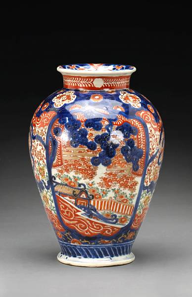 Appraisal: An Imari porcelain ovoid vase With Heian style carriage in