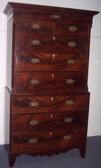 Appraisal: A George III mahogany tallboy chest the top with moulded