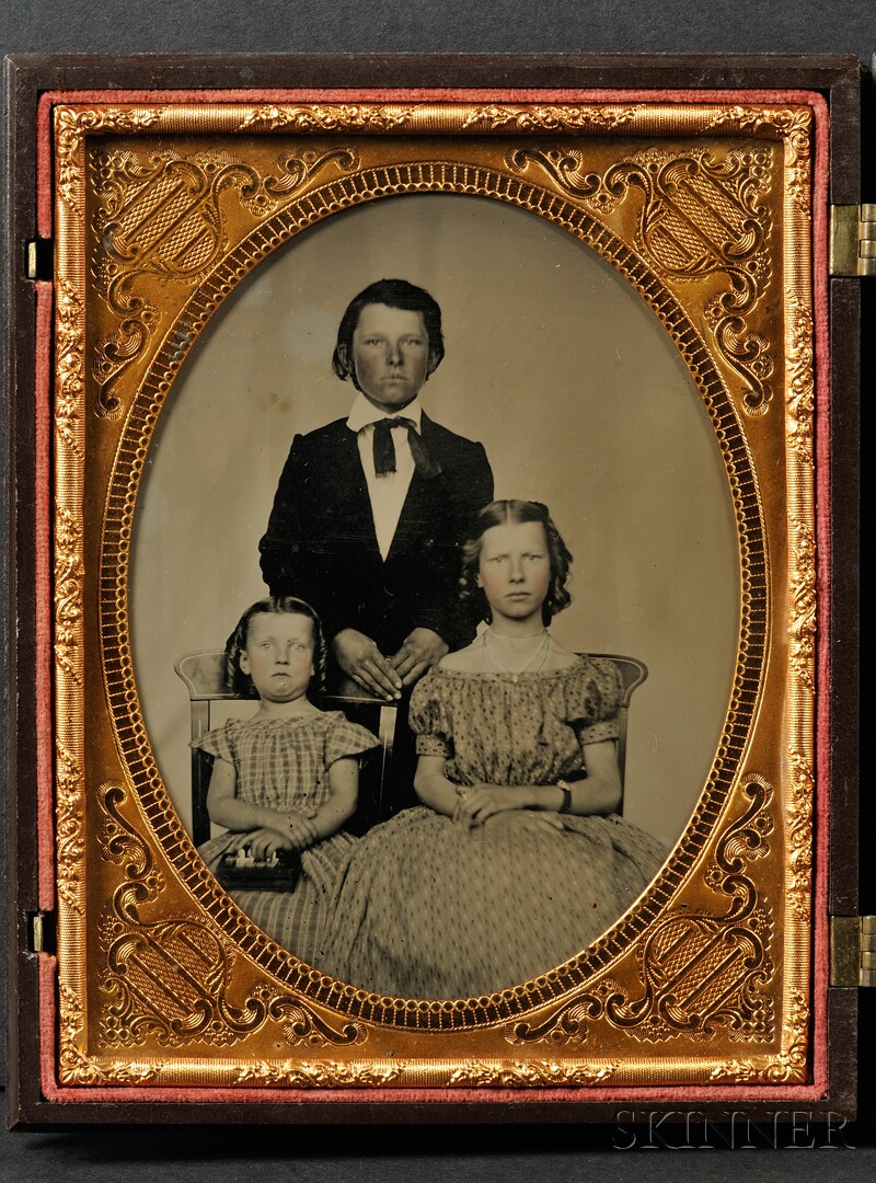 Appraisal: Two Half Plate Ambrotypes of Three Children and Their Parents