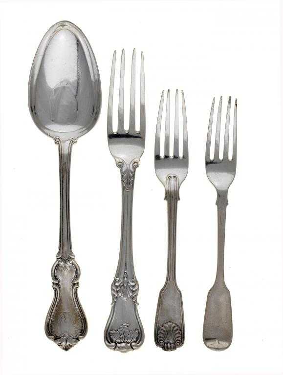 Appraisal: FOURTEEN ITEMS OF VICTORIAN FLATWARE comprising a set of three