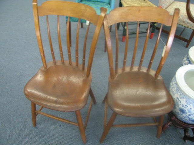 Appraisal: Pair of Pine Side Chair mule ear back th century