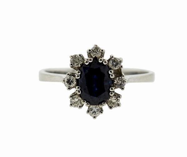 Appraisal: K Gold Blue Stone Diamond Ring METAL K Gold GEMSTONES