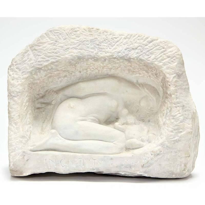 Appraisal: Folk Art Marble Carving - In Captivity the marble boulder